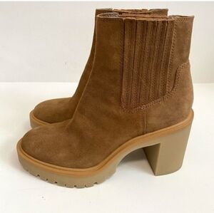 Dolce Vita Caster H2O Boots Suede Leather Chunky Brown Size 8
